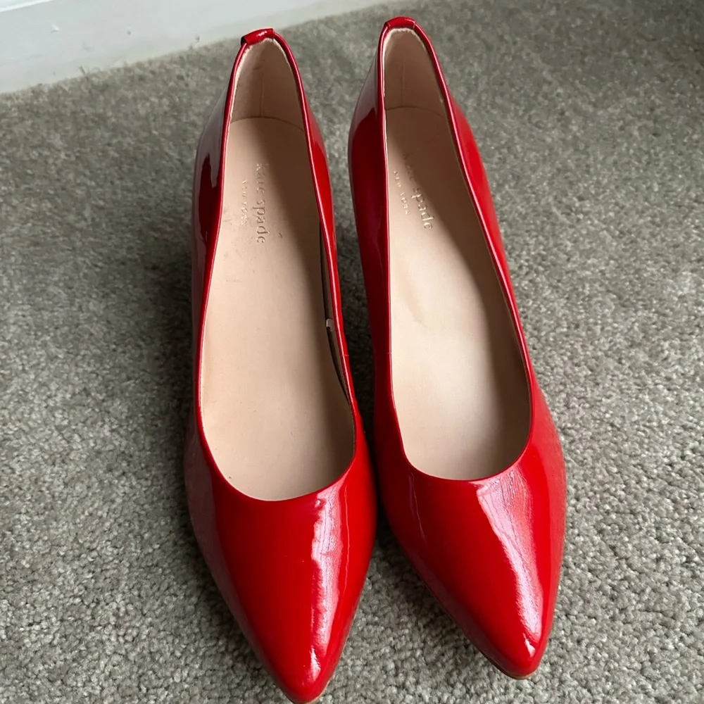 Kate Spade New York Vida Heels Women’s‎ Patent Leather Red Pumps Size 8.5